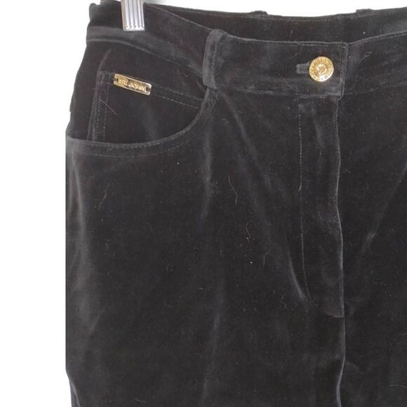 St John Sport Womens Pants Sz 12 Black Velvet Straight Legs Holiday Winter Vtg - Picture 5 of 12